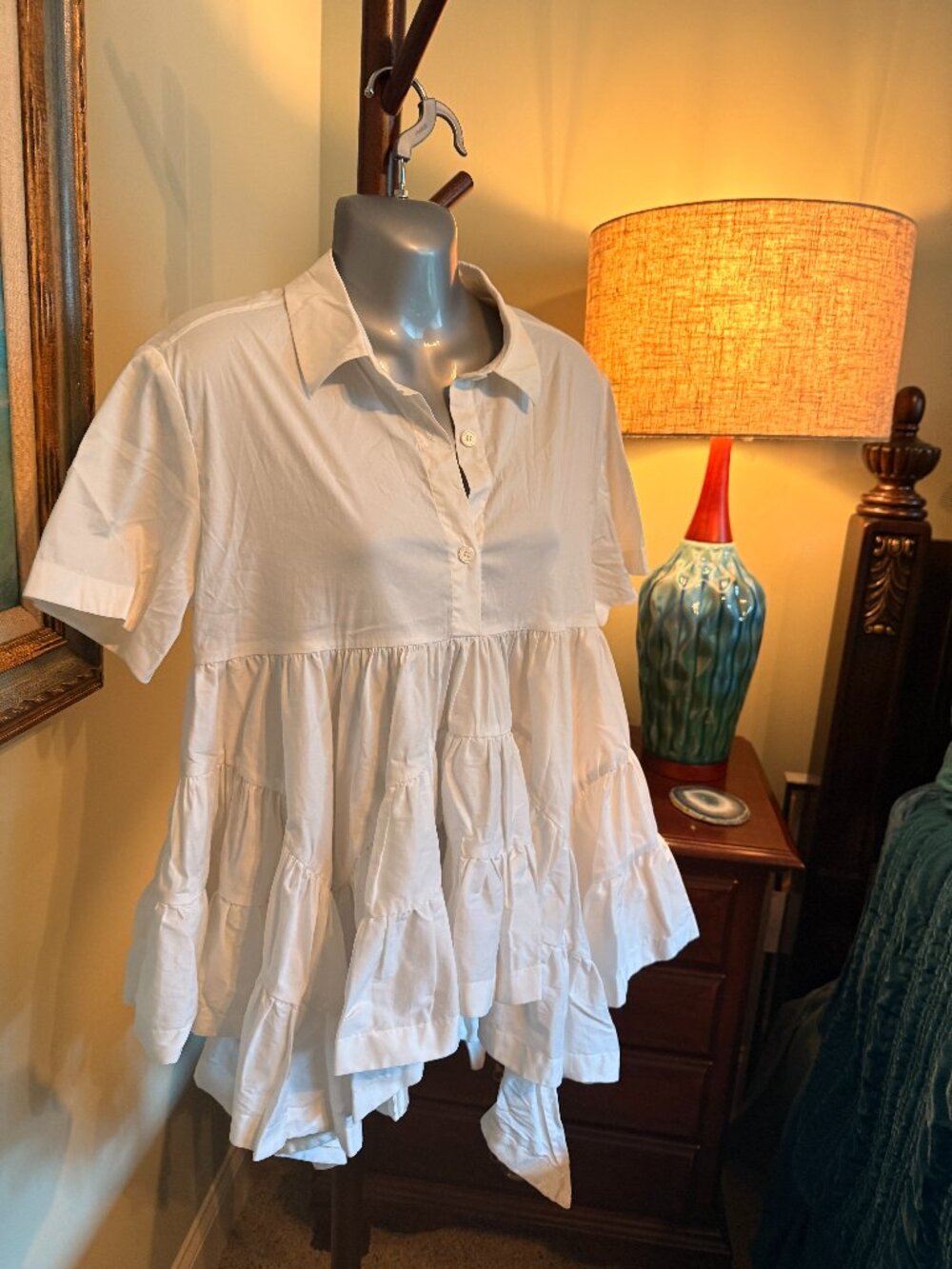 CONNESSE White Tiered Babydoll Top
